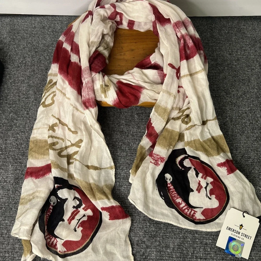 Emerson Street Clothing Co. School Waves Scarf-Red/Gold Striped Lightweight Wrap